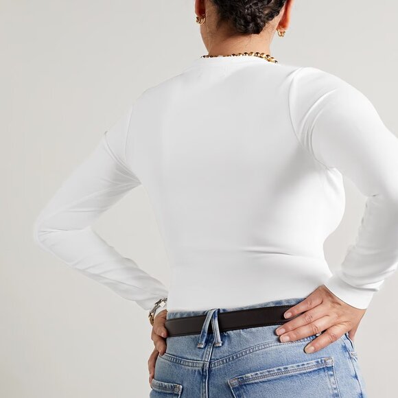 GOOD AMERICAN Scuba Crew Thong Bodysuit in White Size 2X Long Sleeve Brand New - Picture 5 of 8